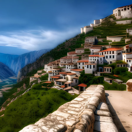 Panoramic view of the old town of Kotor, Montenegroの素材