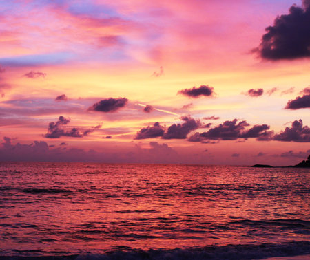 Beautiful sunset over the sea. Sunset over the sea. Beautiful sunset over the sea.の写真素材