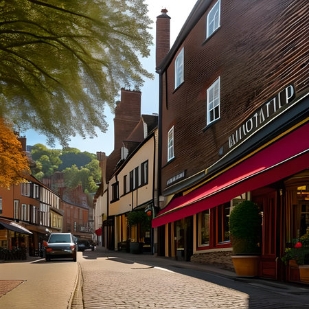 Street view of the old town of Wiltshire, UK.の素材