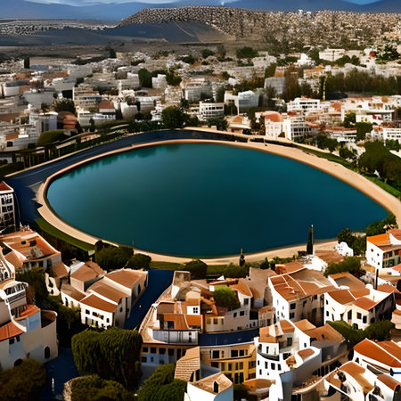 Aerial view of the city of Alcudia, Mallorca, Spainの素材