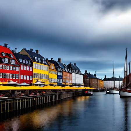 Nyhavn is one of the most popular tourist destinations in Copenhagen, Denmark.の素材