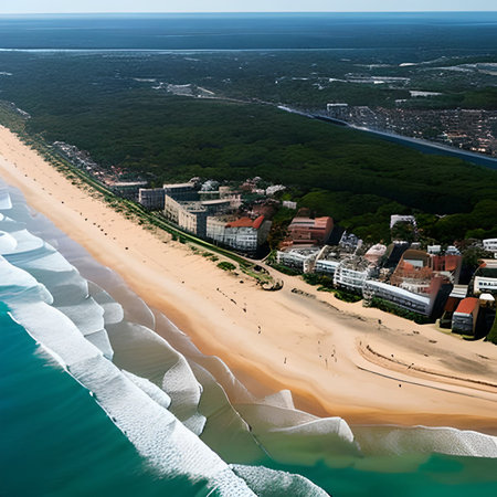 Aerial view of the beach and coastline of Surfers Paradise, Australiaの素材