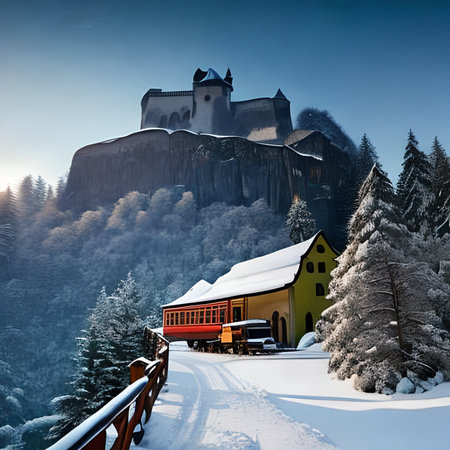 Fantastic winter landscape. Carpathians, Ukraine, Europe. Beauty world.の素材