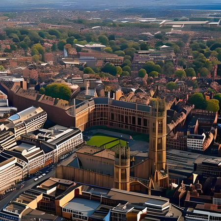 Aerial view of the University of Cambridge in England, UK.の素材