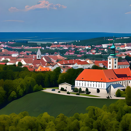 Panoramic view of Cesky Krumlov, Czech Republicの素材