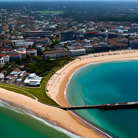 Aerial view of Surfers Paradise beach in Melbourne, Australia.の素材