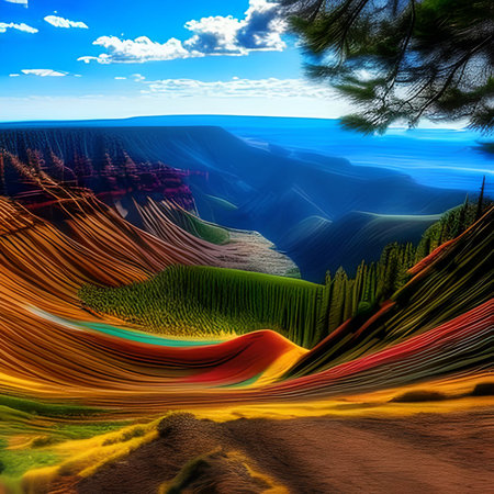 Fractal 3D Illustration of a Mountainous Landscapeの素材