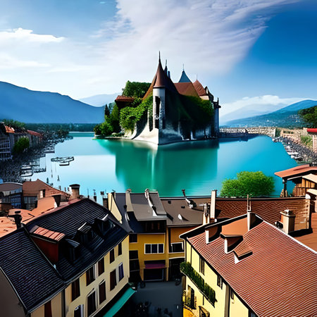 Panoramic view of the old town of Lucerne, Switzerlandの素材