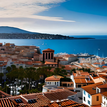Panoramic view of the old town of Nice, France.の素材