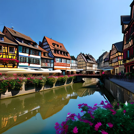 Half-timbered houses in Colmar, Alsace, Franceの素材