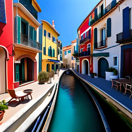 Colorful houses of Burano island, Venice, Italy. Travel concept.の素材