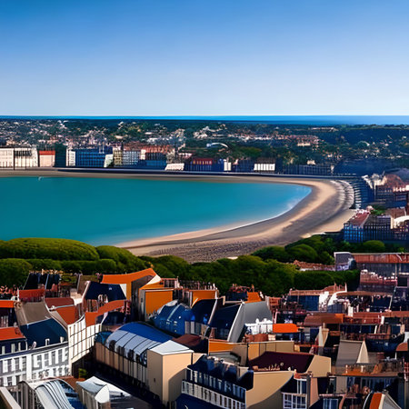 Panoramic aerial view of the city of Bordeaux, Franceの素材