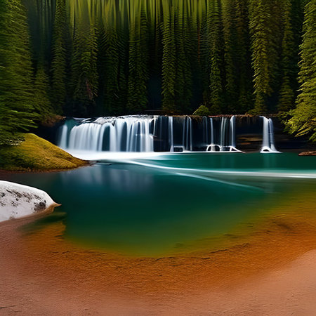Beautiful waterfall in the forest. Waterfall in the forest.の素材