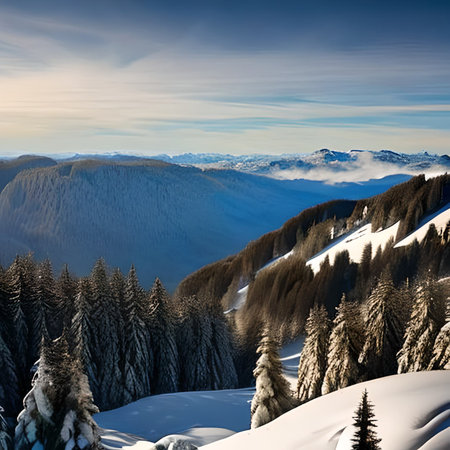 Beautiful winter landscape in the mountains. Carpathians, Ukraine, Europeの素材