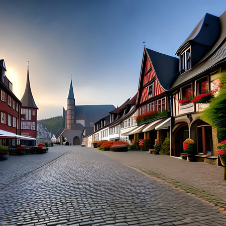 Historic buildings in the old town of Bad Toelz, Germanyの素材