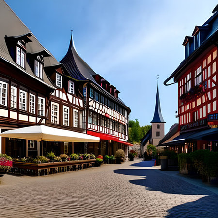 Street in the old town of Strasbourg, Alsace, Franceの素材