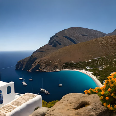Santorini island landscape, Greece. Panoramic viewの素材