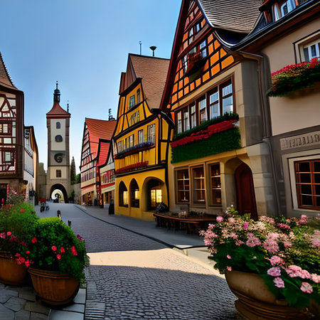 Old town of Rothenburg ob der Tauber, Germany.の素材