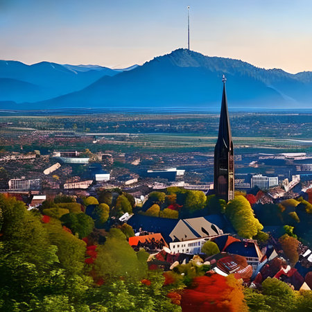 Aerial view of the city of Ljubljana, Slovenia.の素材