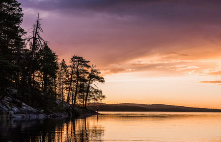 Sunset on Lake Tahoe, California, United States of Americaの写真素材