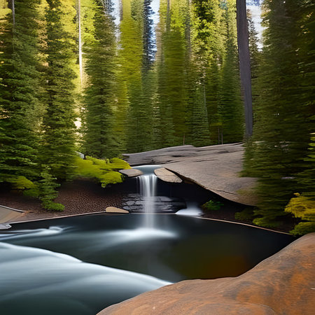 Waterfall in Yosemite National Park, California, USA. Long exposure.の素材