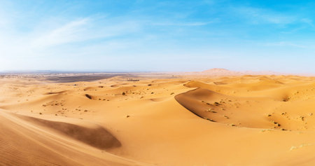 Dunes in the Sahara desert, Morocco, Africa. Panoramaの写真素材
