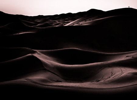 Sand dunes in the Sahara desert, Morocco. Toned.の写真素材