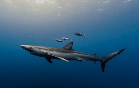 Picture shows a Caribbean reef shark at the bottom of the ocean.の写真素材