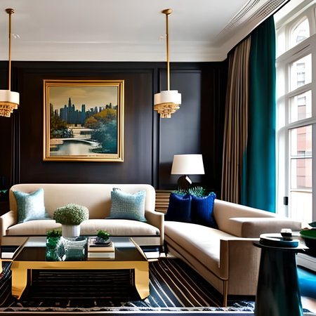 Luxury living room interior in classic style. 3d renderの素材