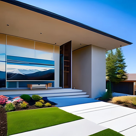 3d rendering of modern cozy house with garage and pool for sale or rentの素材