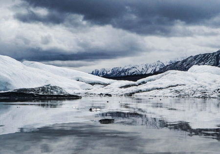 Melting icebergs in Jokulsarlon glacier lagoon, Icelandの写真素材