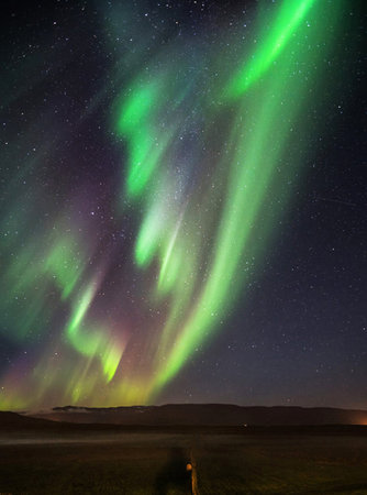 Aurora Borealis, also known as the Northern Lights, in Iceland.の写真素材