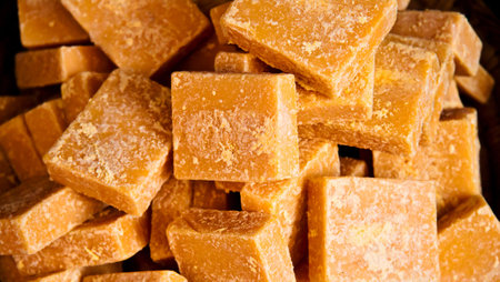 Close-up of a pile of traditional turkish delight cubes.の写真素材