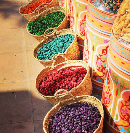 Colorful spices in the bazaar of Marrakesh, Moroccoの写真素材