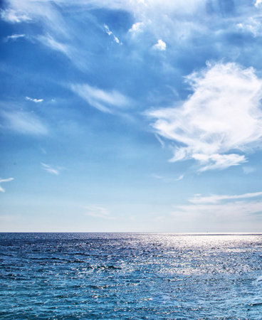 beautiful seascape with clouds and blue sky, nature seriesの写真素材