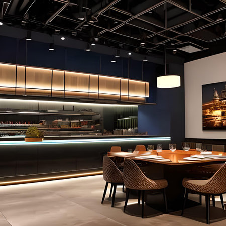 3d rendering of interior of a modern restaurant with a beautiful designの素材
