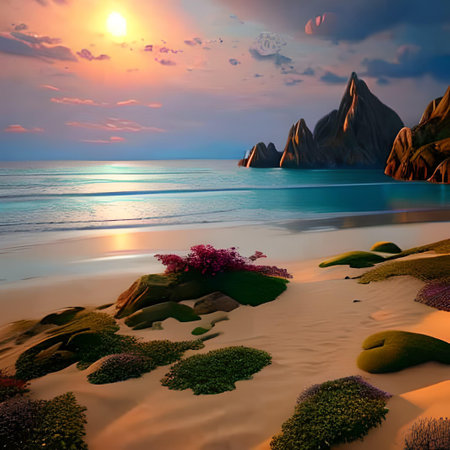 Beautiful seascape. Composition of nature. 3dの素材