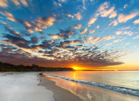 Beautiful sunset on the beach of Caleta de Formenteraの写真素材