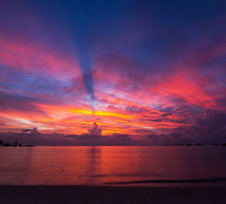 Fisherman boat in the sea at sunset, Koh Samui, Thailandの写真素材