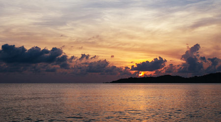 Beautiful sunset over the sea. Thailand, Koh Samui.の写真素材