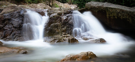 Beautiful waterfall in the forest, Phu Soi Dao National Park, Thailandの写真素材