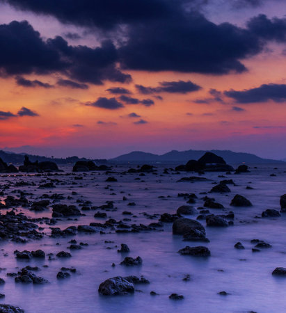 Seascape during sunset at Koh Samui island, Thailand.の写真素材