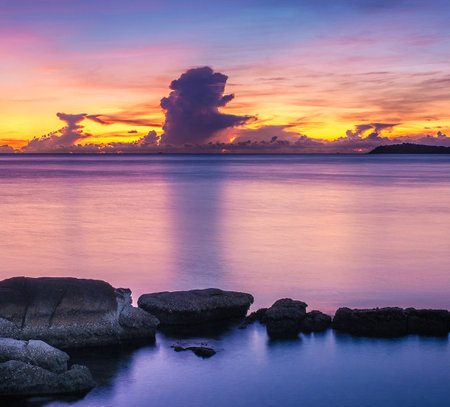 Beautiful sunset at the beach on Koh Samui, Thailand.の写真素材