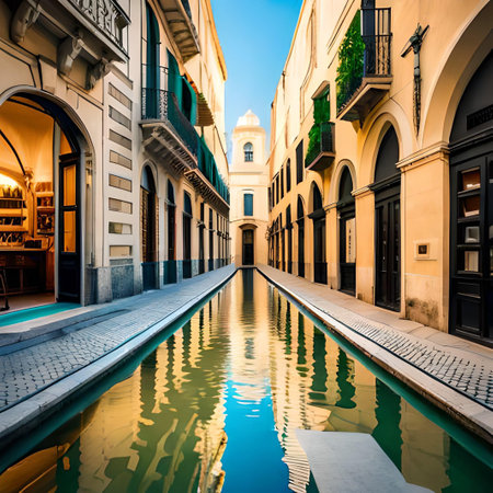 Luxury swimming pool in the old town of Istanbul, Turkeyの素材