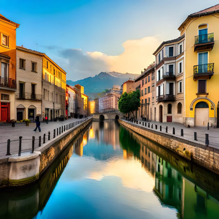 Beautiful view of Naviglio Grande in Florence, Italy.の素材