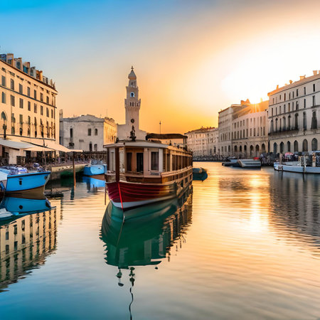 Venice, Italy. Cityscape of Venice at sunrise, Italy.の素材