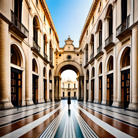 Portico of the Plaza de Espana in Seville, Spainの素材