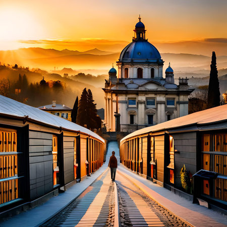 Sunset view of the famous Monastery of Santa Maria della Salute in Salzburg, Austriaの素材