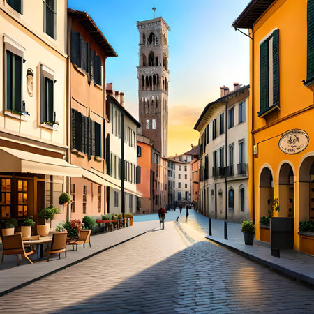 Lucca, Tuscany, Italy. View of Piazza del Duomo.の素材