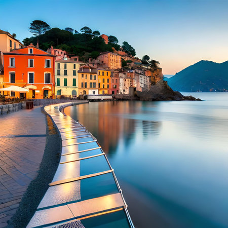 Sunset in Portofino, Liguria, Italy.の素材